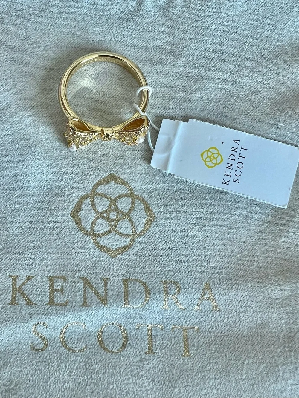 Kendra Scott Krista Gold Bow Cocktail Ring in White Mix